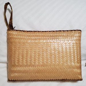 Tan Eco-Rattan Clutch